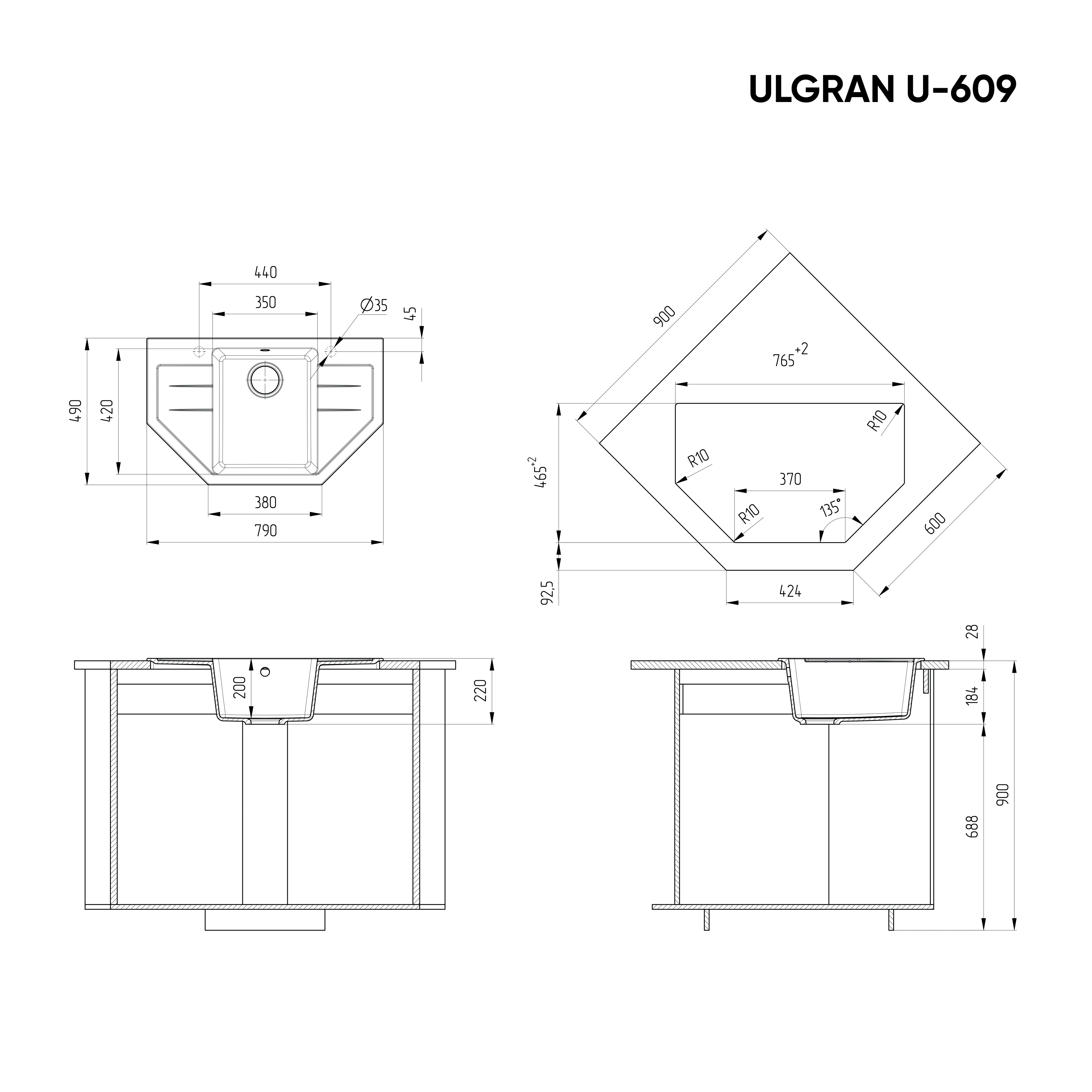 Мойка Ulgran U-609-331 белый