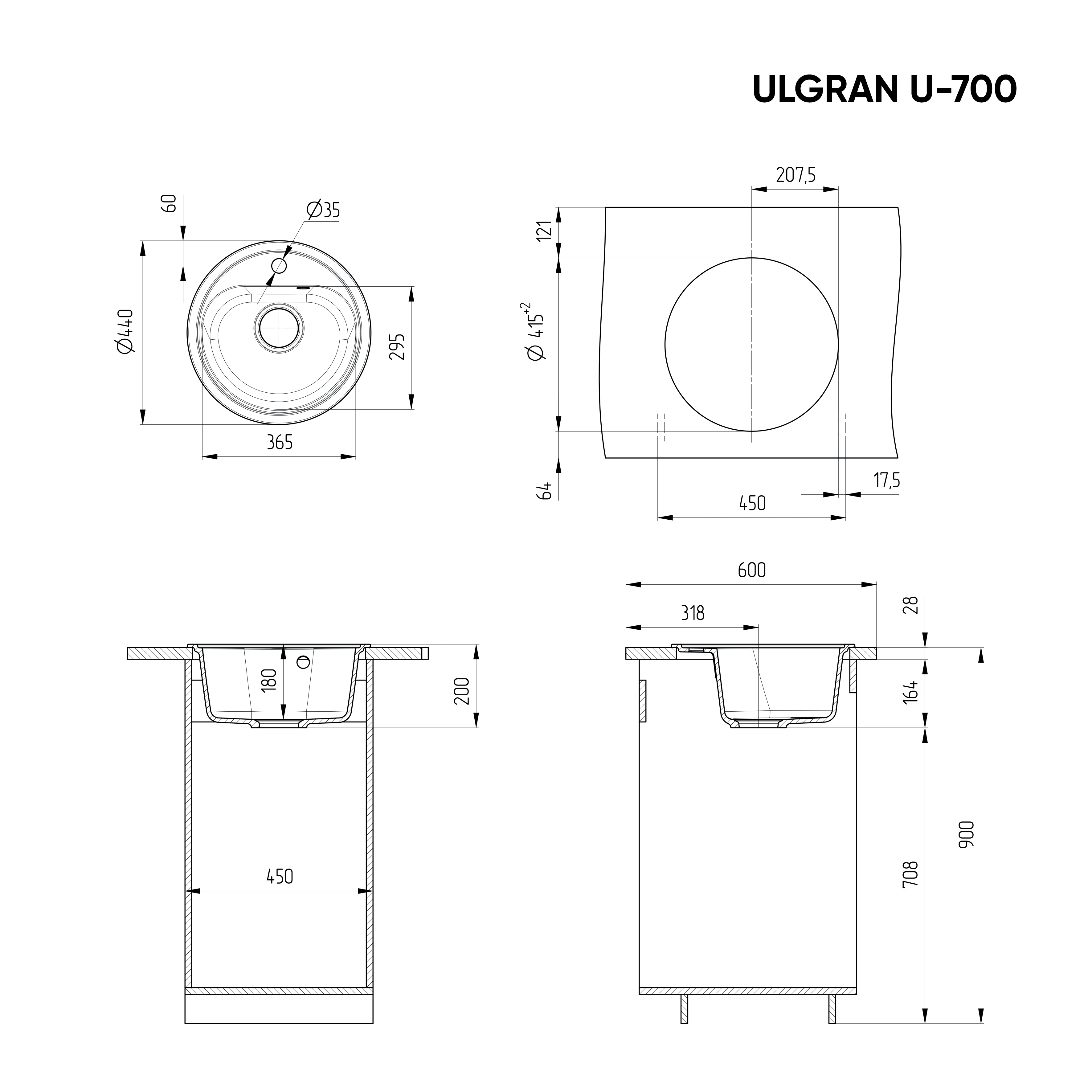Мойка Ulgran U-700-331 белый